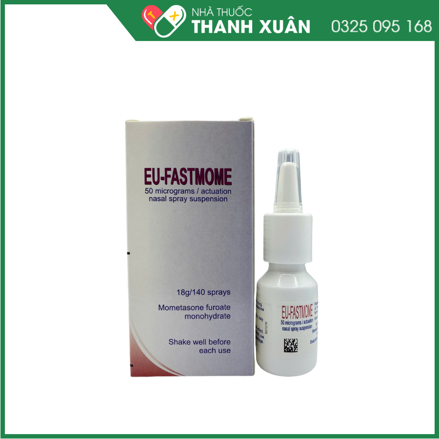 Thuốc xịt mũi Eu-fastmome 50 mg micrograms/actuation 18g điều trị viêm mũi dị ứng